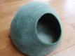 Felted wool cat cave cocoon Himalaya - Forest Green - hand made in Nepal