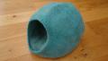 Felted wool cat cave cocoon Himalaya - Sea Green - hand made in Nepal