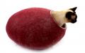 Felted wool cat cave cocoon Kivikis BURGUNDY